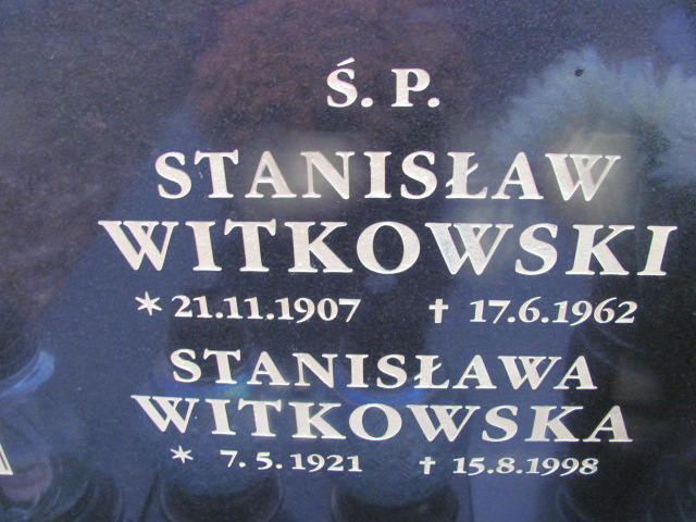 Stanisław Witkowski 1907 Inwałd - Grobonet - Wyszukiwarka osób pochowanych